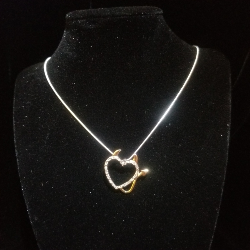 Silver/Gold Tone Crystal Pendent / Sterling Silver necklace